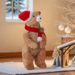 Orso decorativo in legno (H73 cm) Gulliver curioso Marrone chiaro