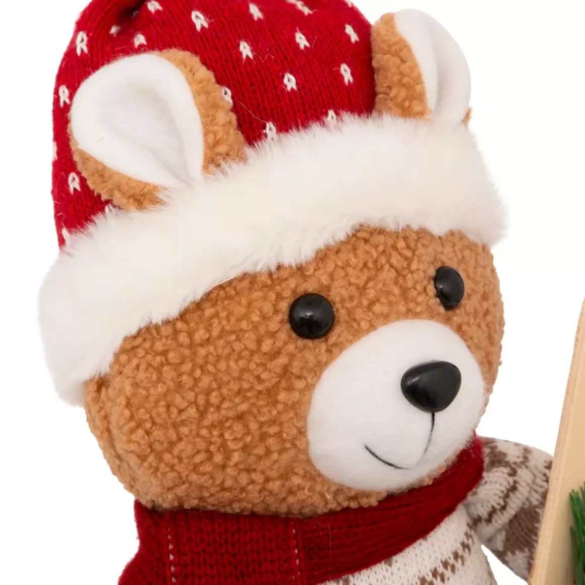 Orso peluche in piedi (H50 cm) Piccolo Sciatore Rosso