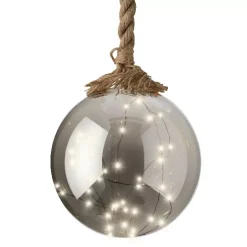Pallina luminosa a pile 40 LED (D20 cm) Glassata Grigia e bianca calda