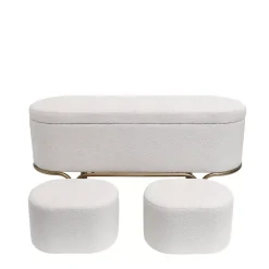 Clearance Panca contenitore e 2 pouf (L116 cm) Ivanhoe Pouf, Sgabelli, Bar|Pouf, Sgabelli