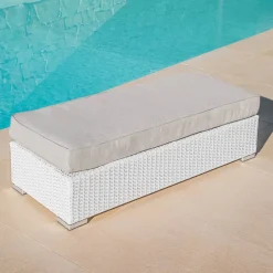 Discount Panca in resina intrecciata 2 posti Palma bianco e tortora Tavolini Da Giardino, Divani