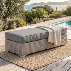 Discount Panca in resina intrecciata 2 posti Palma Grigio e antracite Tavolini Da Giardino, Divani