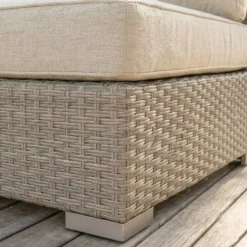 Discount Panca in resina intrecciata 2 posti Palma Grigio e beige Tavolini Da Giardino, Divani