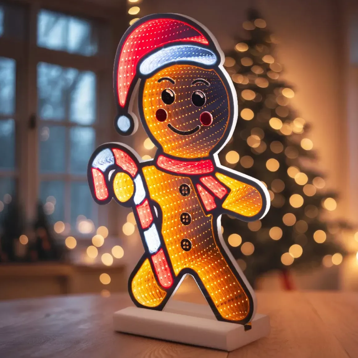 Pan di zenzero luminoso 201 LED (H38 cm) Bastoncino di zucchero Infinity Multicolore