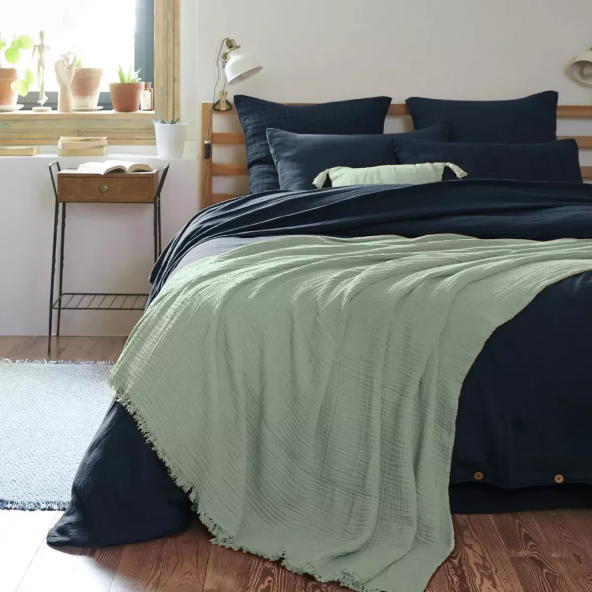 New Piazzale di cotone Gaia Plaid E Teli Copritutto|Copriletti, Trapuntine E Runner Letto