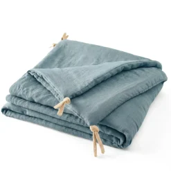 Discount Piumone in lino lavato (90 x 200 cm) Louise Azzurro Copriletti, Trapuntine E Runner Letto