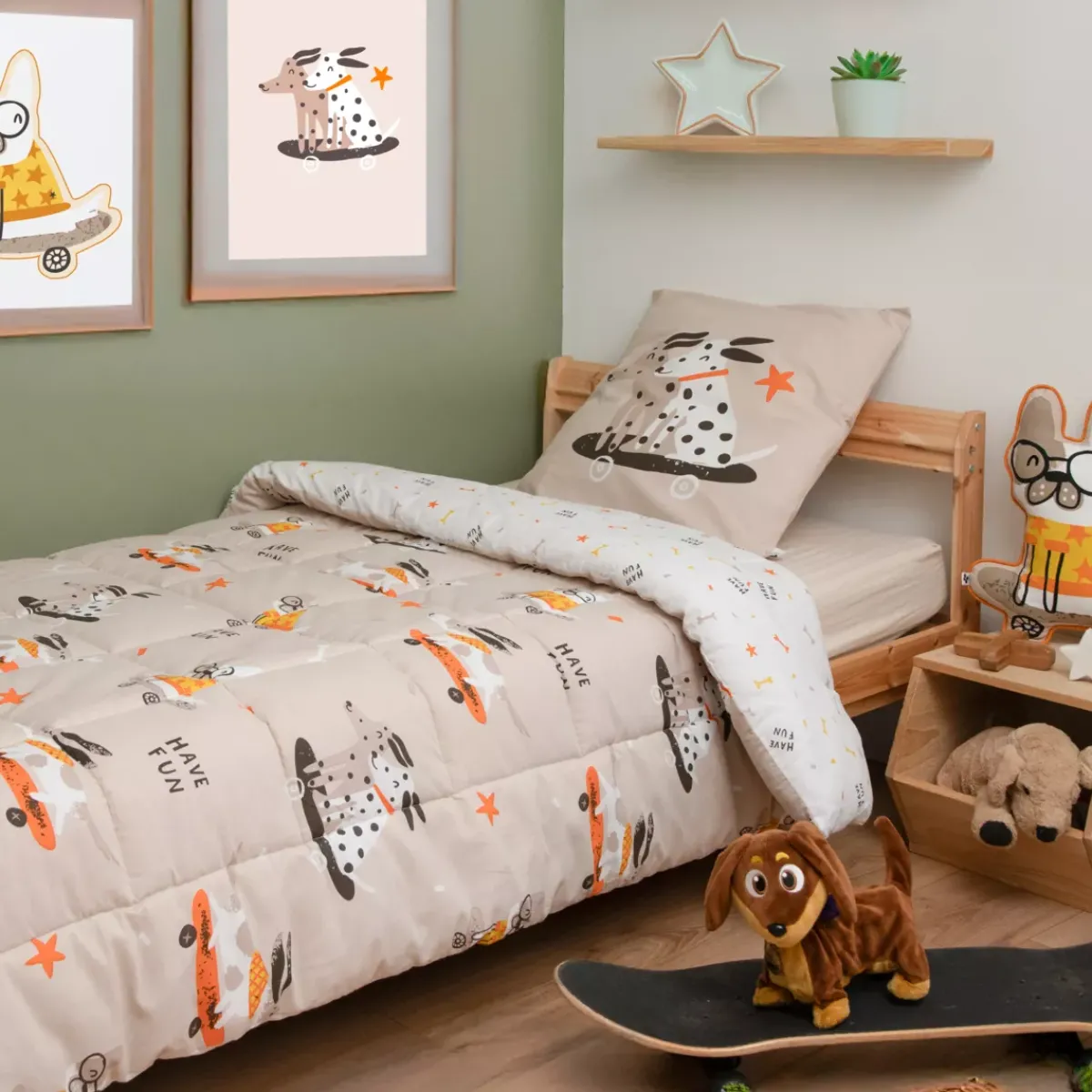 New Piumone stampato per bambini e una federa in cotone (140 x 200 cm) Isidore Biancheria Da Letto Bambini