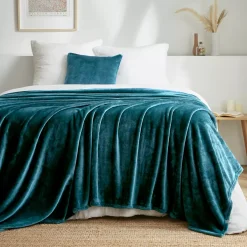 Outlet Plaid dolce in flanella Didou Blu anatra Plaid E Teli Copritutto