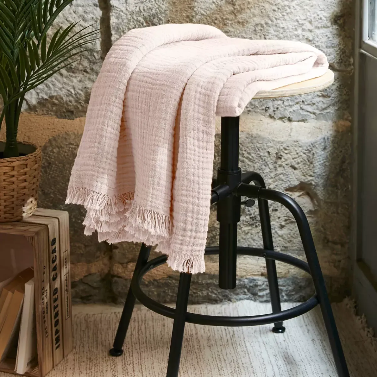 New Plaid garza di cotone (160 cm) Gaïa Plaid E Teli Copritutto|Copriletti, Trapuntine E Runner Letto