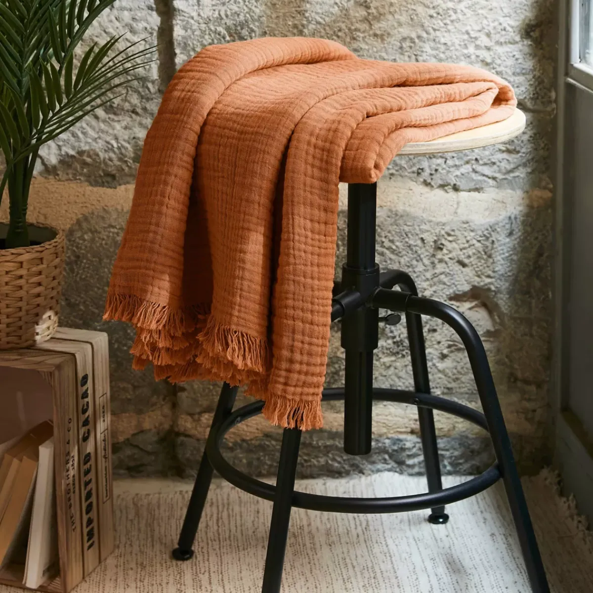 Hot Plaid garza di cotone (130 x 160 cm) Gaïa Plaid E Teli Copritutto