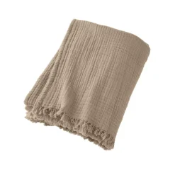Plaid garza di cotone (130 x 160 cm) Gaïa Beige pampa Plaid E Teli Copritutto