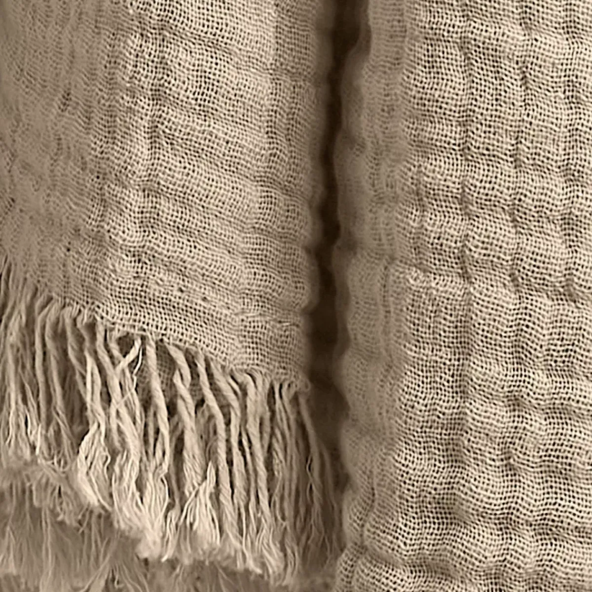 Plaid garza di cotone (130 x 160 cm) Gaïa Beige pampa Plaid E Teli Copritutto