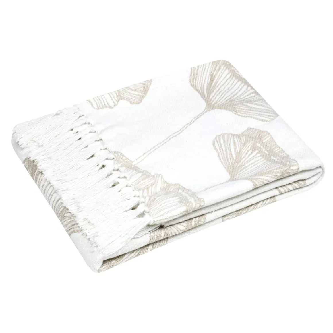 Plaid in cotone riciclato morbido (125 x 150 cm) Oriana Ecru