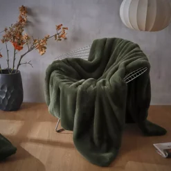 Online Plaid in finta pelliccia Finn Verde kaki Plaid E Teli Copritutto