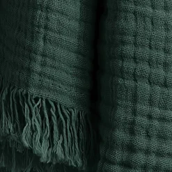 Plaid in garza di cotone (130 x 160 cm) Gaïa Verde abete