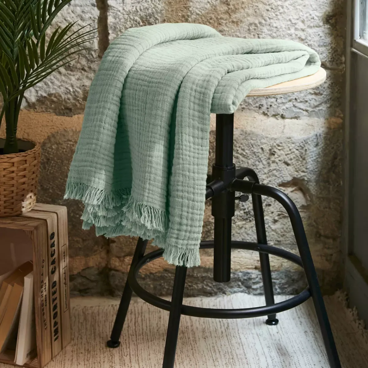 Online Plaid in garza di cotone (130 x 160 cm) Gaïa Plaid E Teli Copritutto|Copriletti, Trapuntine E Runner Letto
