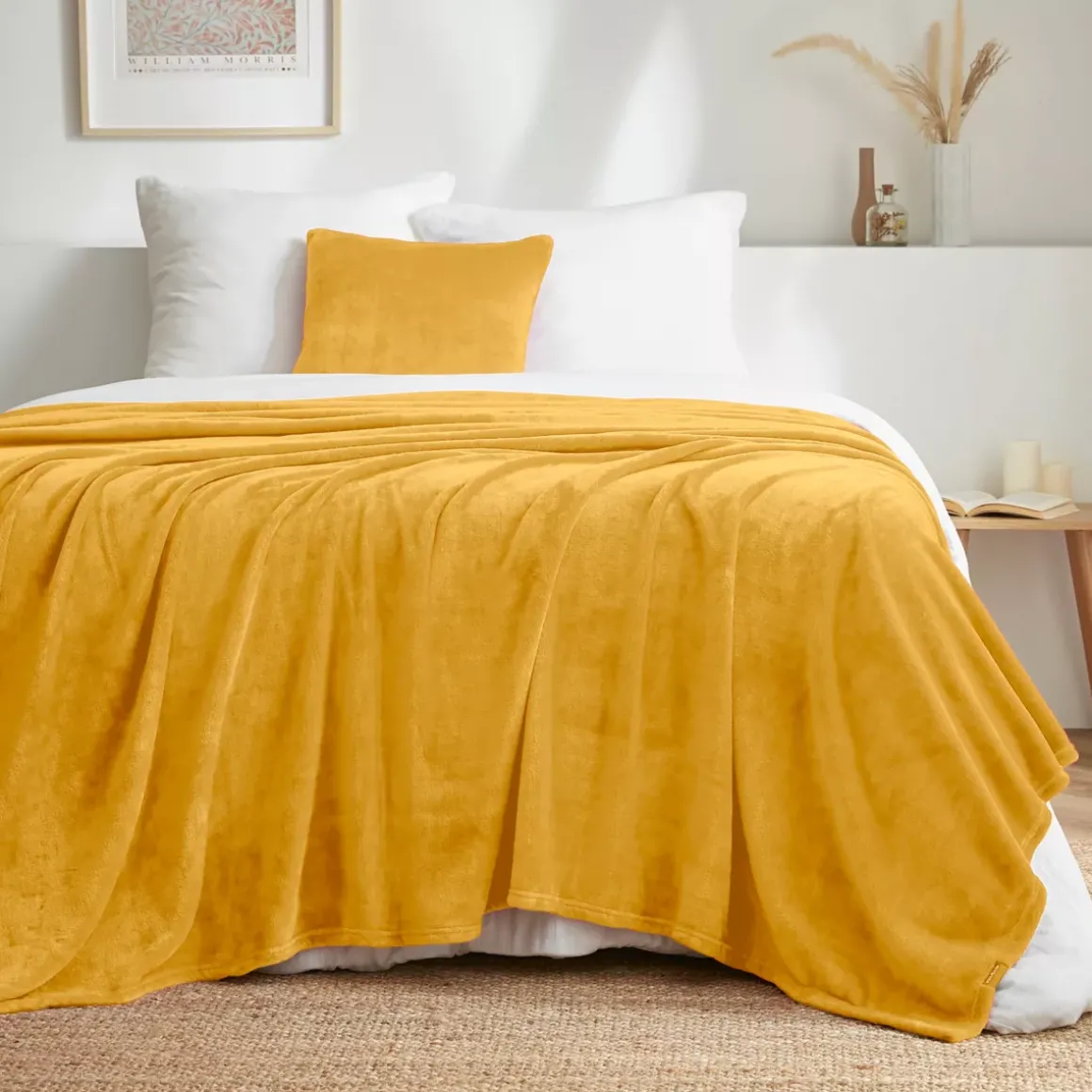 Plaid morbido flanella (180 x 230 cm) Didou Giallo senape