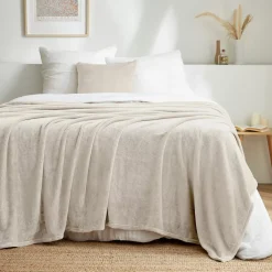 Outlet Plaid morbido in flanella (180 x 230 cm) Didou greige Plaid E Teli Copritutto