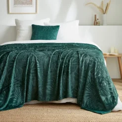 Plaid morbido in flanella (180 x 230 cm) Flore Verde
