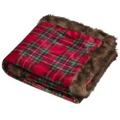 Plaid natalizio in flanella (130 x 160 cm) Tartan a quadri rossi e verdi