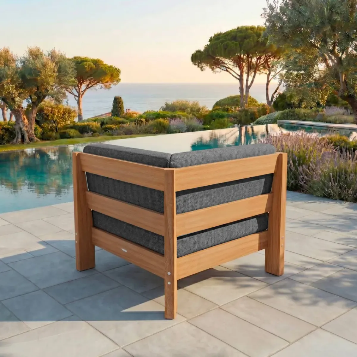 New Poltrona da giardino ad angolo Bornéo Grigio Tavolini Da Giardino, Divani
