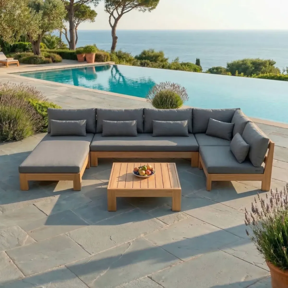 New Poltrona da giardino ad angolo Bornéo Grigio Tavolini Da Giardino, Divani