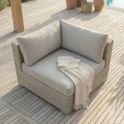 Best Poltrona da giardino angolare in resina intrecciata Palma Grigio e tortora Tavolini Da Giardino, Divani