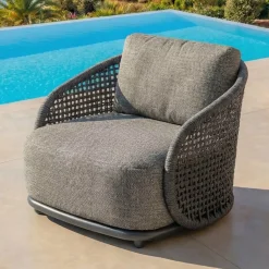 Hot Poltrona da giardino effetto rattan e alluminio Riviera Grigio Poltrona Relax|Tavolini Da Giardino, Divani