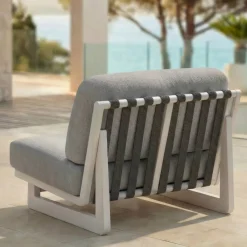 Hot Poltrona da giardino in alluminio Long Beach Bianco cenere e grigio chiaro Poltrona Relax|Tavolini Da Giardino, Divani