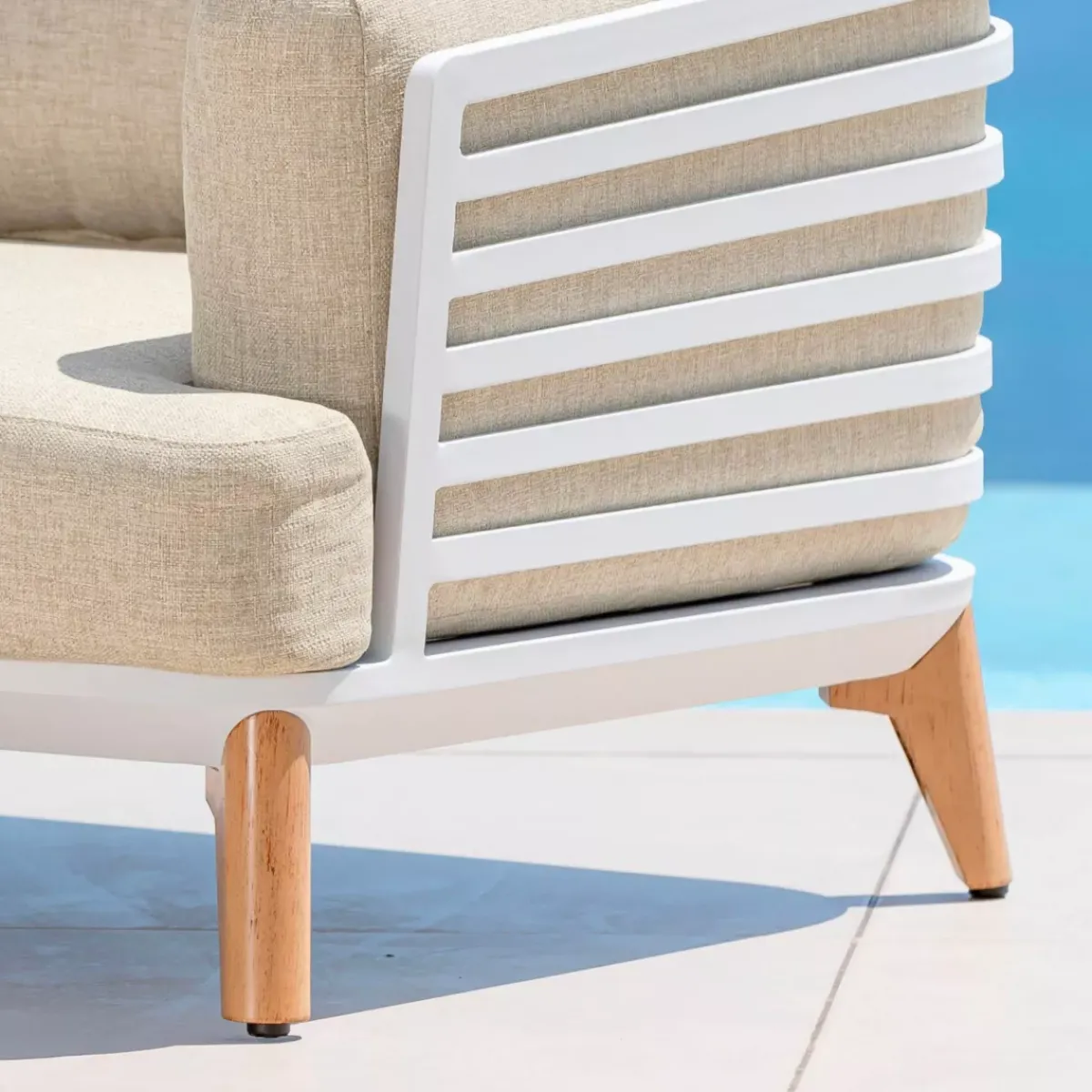 Poltrona da giardino in alluminio Monte Carlo Bianco e beige Poltrona Relax|Tavolini Da Giardino, Divani