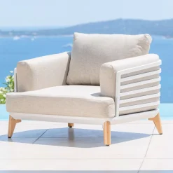 Clearance Poltrona da giardino in alluminio Monte Carlo Bianco e tortora Poltrona Relax|Tavolini Da Giardino, Divani