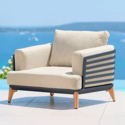 Sale Poltrona da giardino in alluminio Monte Carlo Grigio antracite e beige Poltrona Relax|Tavolini Da Giardino, Divani