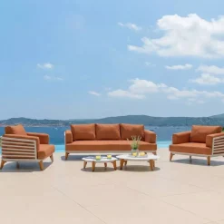 Poltrona da giardino in alluminio Monte Carlo Bianco e terracotta Poltrona Relax|Tavolini Da Giardino, Divani