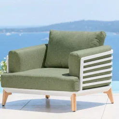 Poltrona da giardino in alluminio Monte Carlo Bianco e verde rosmarino Poltrona Relax|Tavolini Da Giardino, Divani