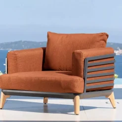 Discount Poltrona da giardino in alluminio Monte Carlo Grigio antracite e terracotta Poltrona Relax|Tavolini Da Giardino, Divani