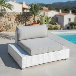 Online Poltrona da giardino in resina intrecciata Palma Bianco e grigio Poltrona Relax|Tavolini Da Giardino, Divani