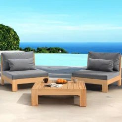 Poltrona da giardino legno di acacia Borneo Grigio Poltrona Relax|Tavolini Da Giardino, Divani