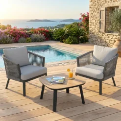 Discount Poltrona da giardino rilassante in alluminio Amalfi Grigio antracite e grigio chiaro Poltrona Relax|Tavolini Da Giardino, Divani