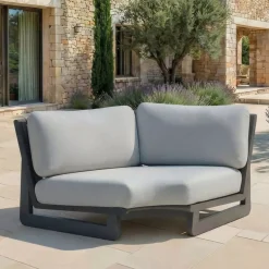 Discount Poltrona d'angolo da giardino in alluminio Long Beach Grigio antracite e grigio chiaro Tavolini Da Giardino, Divani