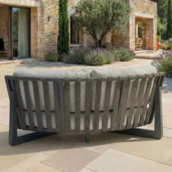 Clearance Poltrona d'angolo da giardino in alluminio Long Beach Grigio antracite e tortora Tavolini Da Giardino, Divani