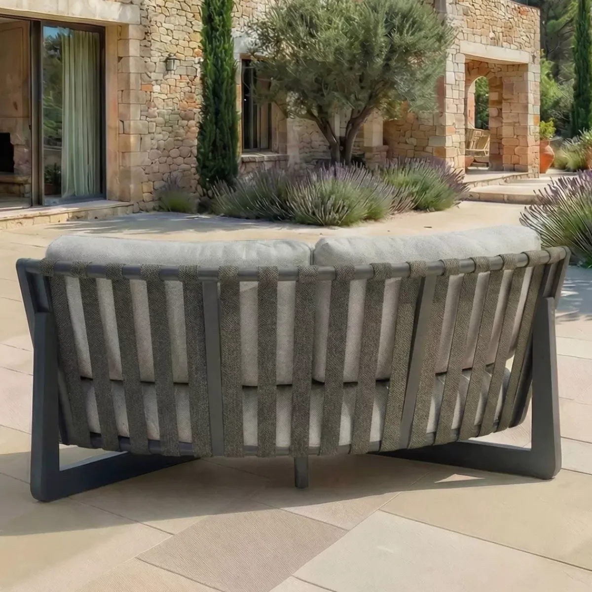 Clearance Poltrona d'angolo da giardino in alluminio Long Beach Grigio antracite e tortora Tavolini Da Giardino, Divani