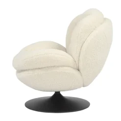 Poltrona girevole in bouclé (seduta 46 cm) Lomy Bianco