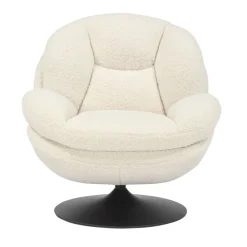 Poltrona girevole in bouclé (seduta 46 cm) Lomy Bianco