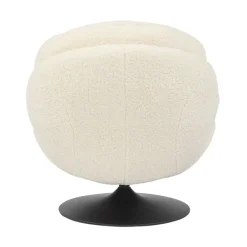 Poltrona girevole in bouclé (seduta 46 cm) Lomy Bianco