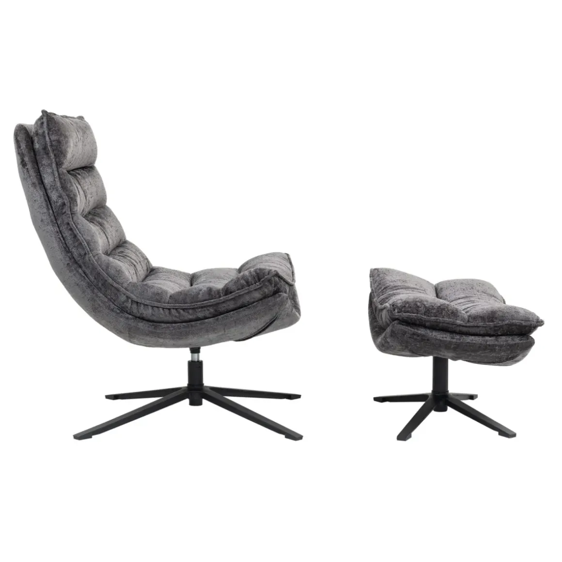 Poltrona girevole in tessuto (seduta 45 cm) Brava Grigio scuro