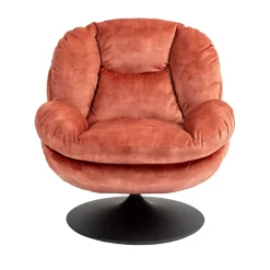 Poltrona girevole in velluto (seduta 46 cm) Lomy Rosa