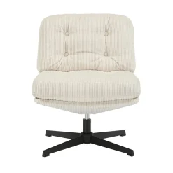 Poltrona girevole in velluto a coste (seduta 46 cm) Kult Ecru