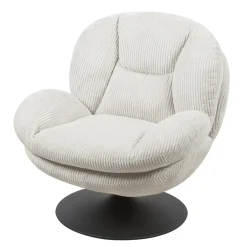 Poltrona girevole in velluto a coste (seduta 46 cm) Lomy Bianco