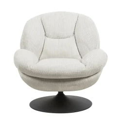 Poltrona girevole in velluto a coste (seduta 46 cm) Lomy Bianco