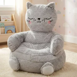 Poltroncina bambini gatto (45 x 45 cm) Louisa Grigio